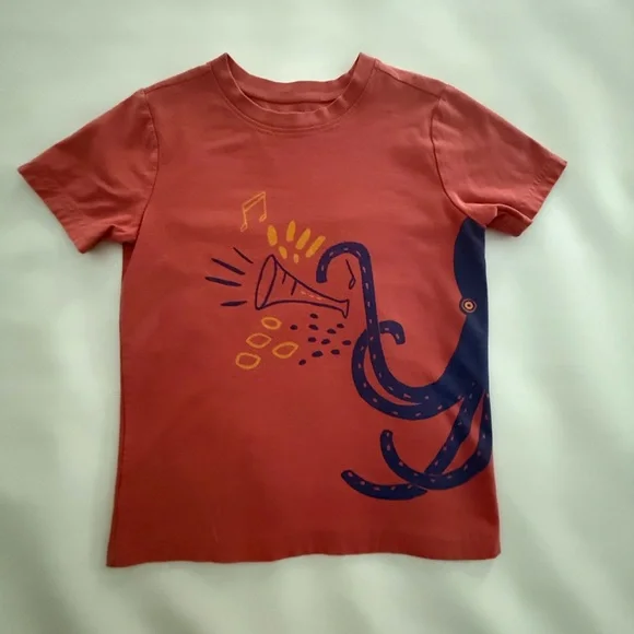 Tea Collection Octopus Graphic Kids T-Shirt Size 7 - Picture 4 of 6